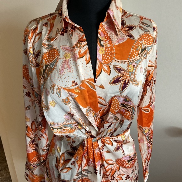 NWT Sweet Lemon Orange Floral Mini Dress Size S – Cute Long Sleeve Spring Party - Picture 3 of 8